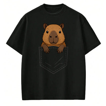 Cute Capybara Shirt, Funny Capybara Unisex T-Shirt/Hoodie/Sweatshirt HLT00 - Funny Capybara Peeking in Pocket Capy Rodent Animal Lover T-Shirt