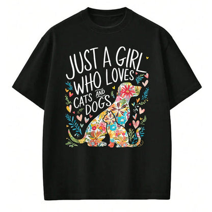 Cat Love Shirt, Funny Cat Lover Gift UnisexT-Shirt/Hoodie/Sweatshirt HLT00 - Just a Girl who Loves Cats and Dogs T-Shirt (1)