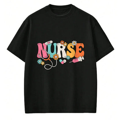 Funny Nurse Shirt, Nurse Unisex T-Shirt/Hoodie/Sweatshirt HLT00 - Cute Retro Groovy Nurse Flower Nursing T-Shirt