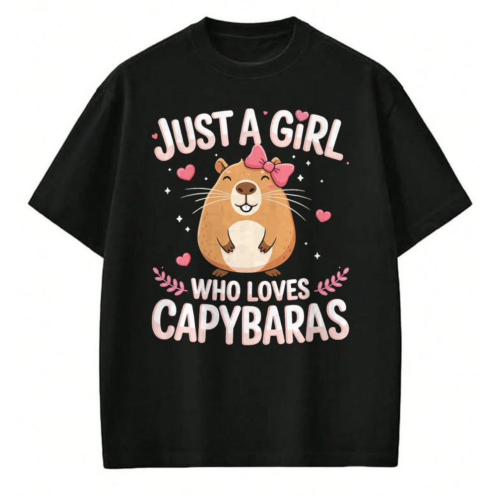 Cute Capybara Shirt, Funny Capybara Unisex T-Shirt/Hoodie/Sweatshirt HLT00 - Just A Girl Who Loves Capybaras Kawaii T-Shirt