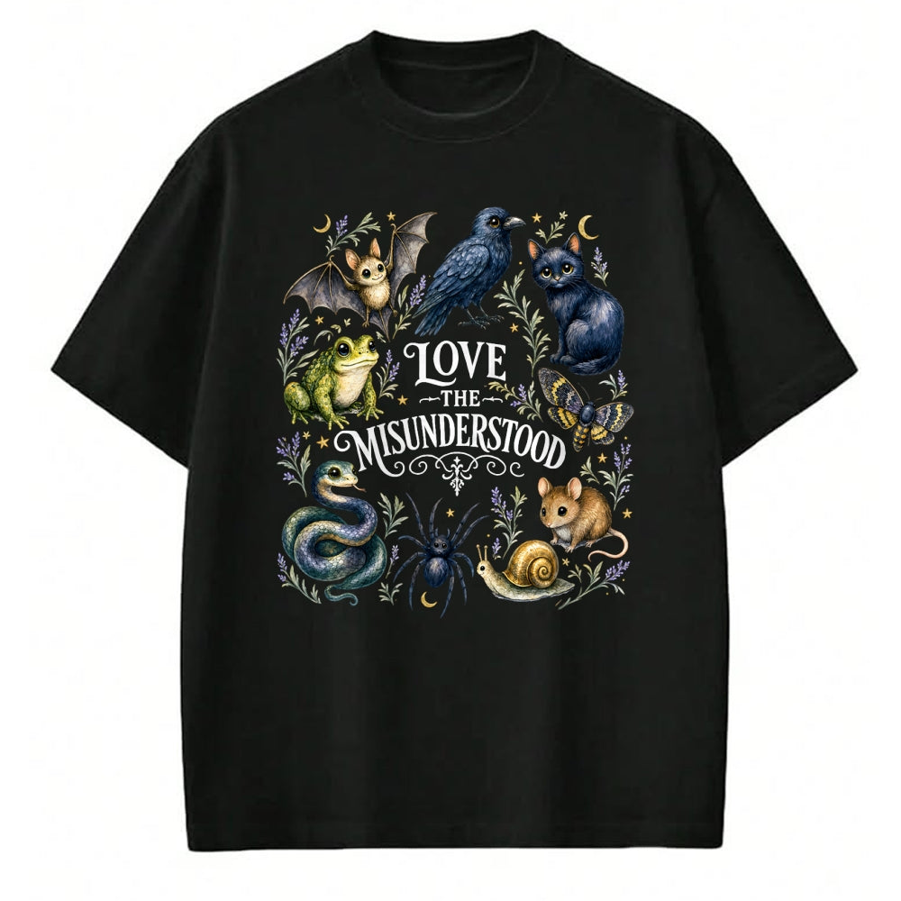 Cat Love Shirt, Funny Cat Lover Gift UnisexT-Shirt/Hoodie/Sweatshirt HLT00 - Love The Misunderstood Bat Frog Raven Snake Cat Moth Spider T-Shirt (2)