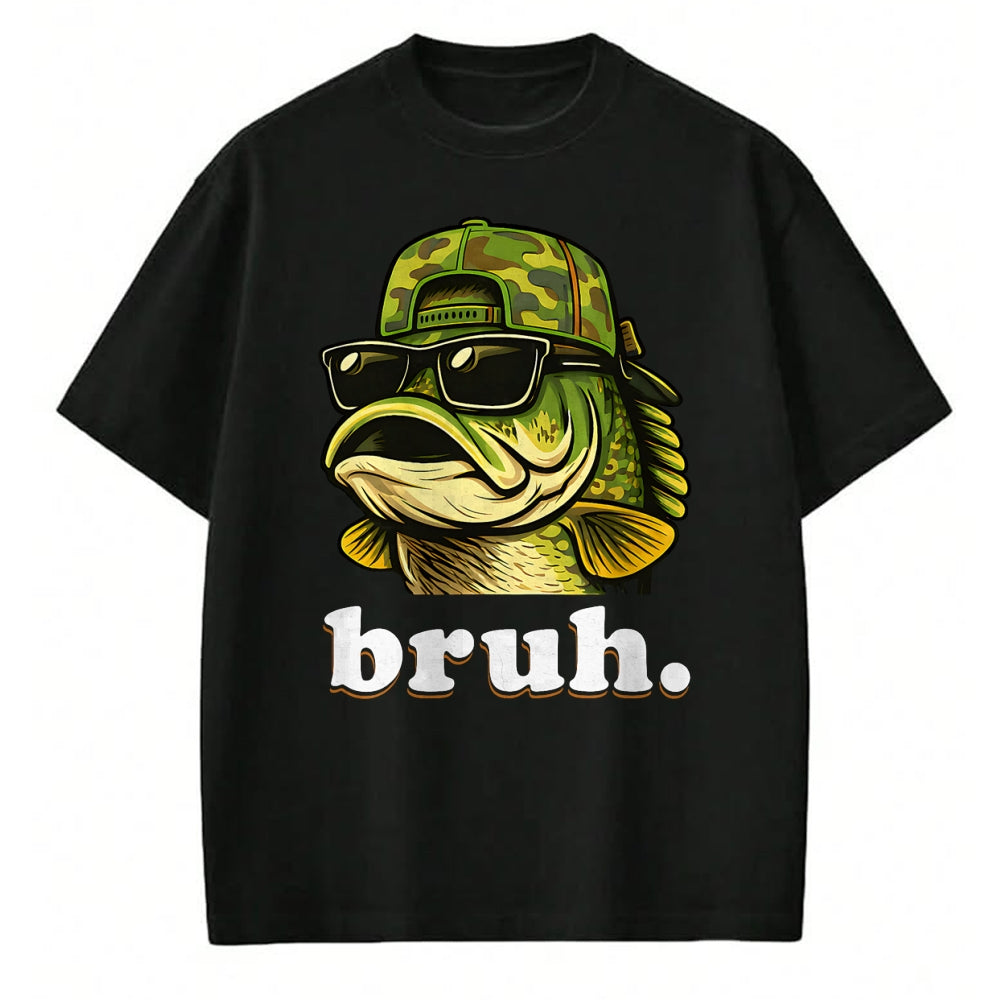 Funny Fishing Shirt, Gift For Fishing Lover Unisex T-Shirt/Hoodie/Sweatshirt HLT00 - Bruh Fishing Camo Bass Fish Funny Boys Kids Camouflage T-Shirt
