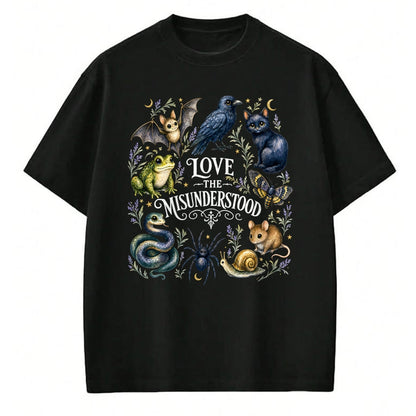 Cat Love Shirt, Funny Cat Lover Gift UnisexT-Shirt/Hoodie/Sweatshirt HLT00 - Love The Misunderstood Bat Frog Raven Snake Cat Moth Spider T-Shirt