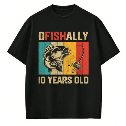 Funny Fishing Shirt, Gift For Fishing Lover Unisex T-Shirt/Hoodie/Sweatshirt HLT00 - Ofishally 10 Years Old Funny Fishing Birthday Fisherman T-Shirt