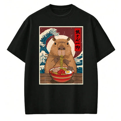 Cute Capybara Shirt, Funny Capybara Unisex T-Shirt/Hoodie/Sweatshirt HLT00 - Capybara Ramen Japanese Funny Graphic Tee Kawaii Anime Gifts T-Shirt