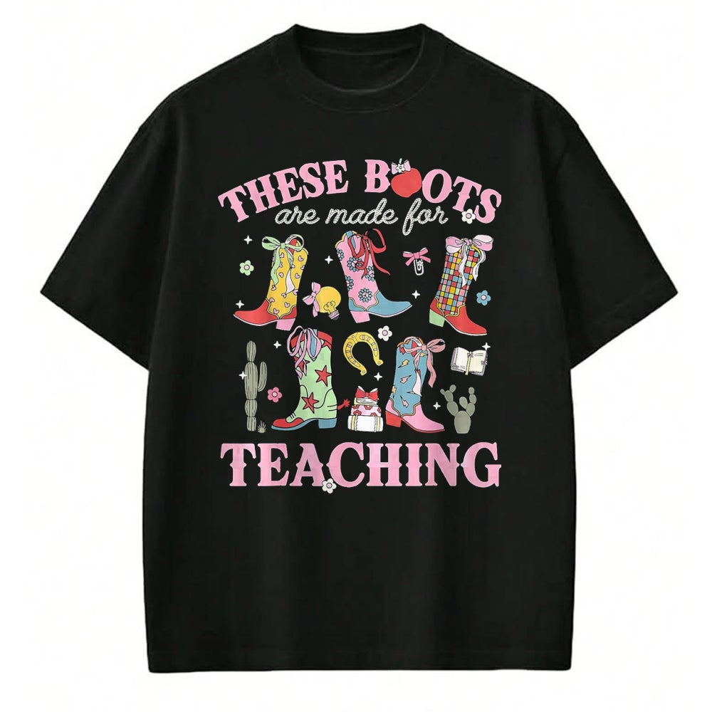Best Student Shirt, Funny Back To School UnisexT-Shirt/Hoodie/Sweatshirt HLT00 - These Boots are Made for Teaching Teacher Back to School T-Shirt, Women, Olive Green, Medium
