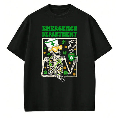 Patrick Day Shirts for Family, Funny Patrick Day shirts, st patrick's day Unisex T-Shirt/Hoodie/Sweatshirt HLT00 - Skeleton Emergency Department Coffee ER Nurse St Patrick Day T-Shirt