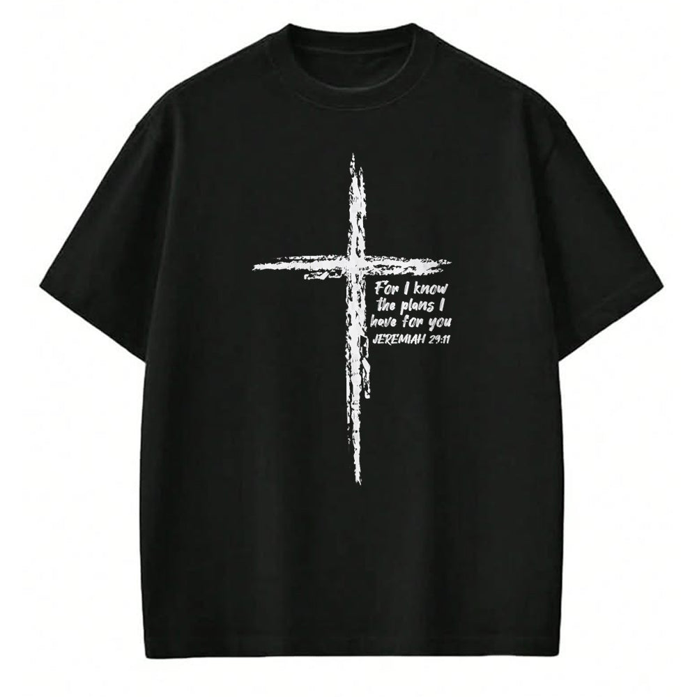 Christian Tee, Christian Faith Unisex T-Shirt/Hoodie/Sweatshirt HLT00 - Cross I Know The Plans Verse Bible Jesus God Christian Gift T-Shirt