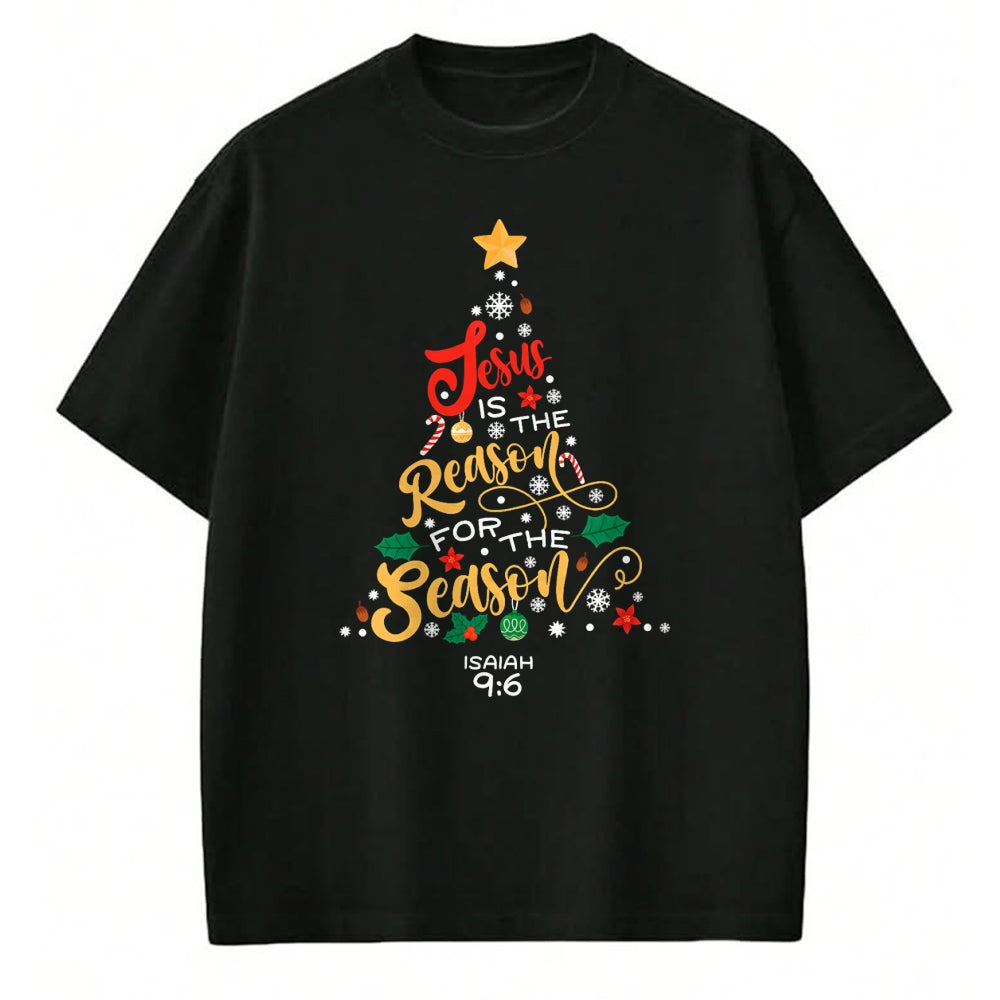 Christian Tee, Christian Faith Unisex T-Shirt/Hoodie/Sweatshirt HLT00 - Jesus Is The Reason For The Season Christian Christmas Tree T-Shirt (1)