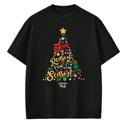 Christian Tee, Christian Faith Unisex T-Shirt/Hoodie/Sweatshirt HLT00 - Jesus Is The Reason For The Season Christian Christmas Tree T-Shirt (1)