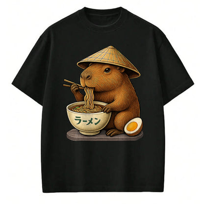 Cute Capybara Shirt, Funny Capybara Unisex T-Shirt/Hoodie/Sweatshirt HLT00 - Capybara Eating Japanese Ramen Kawaii Anime tee Funny Kids T-Shirt