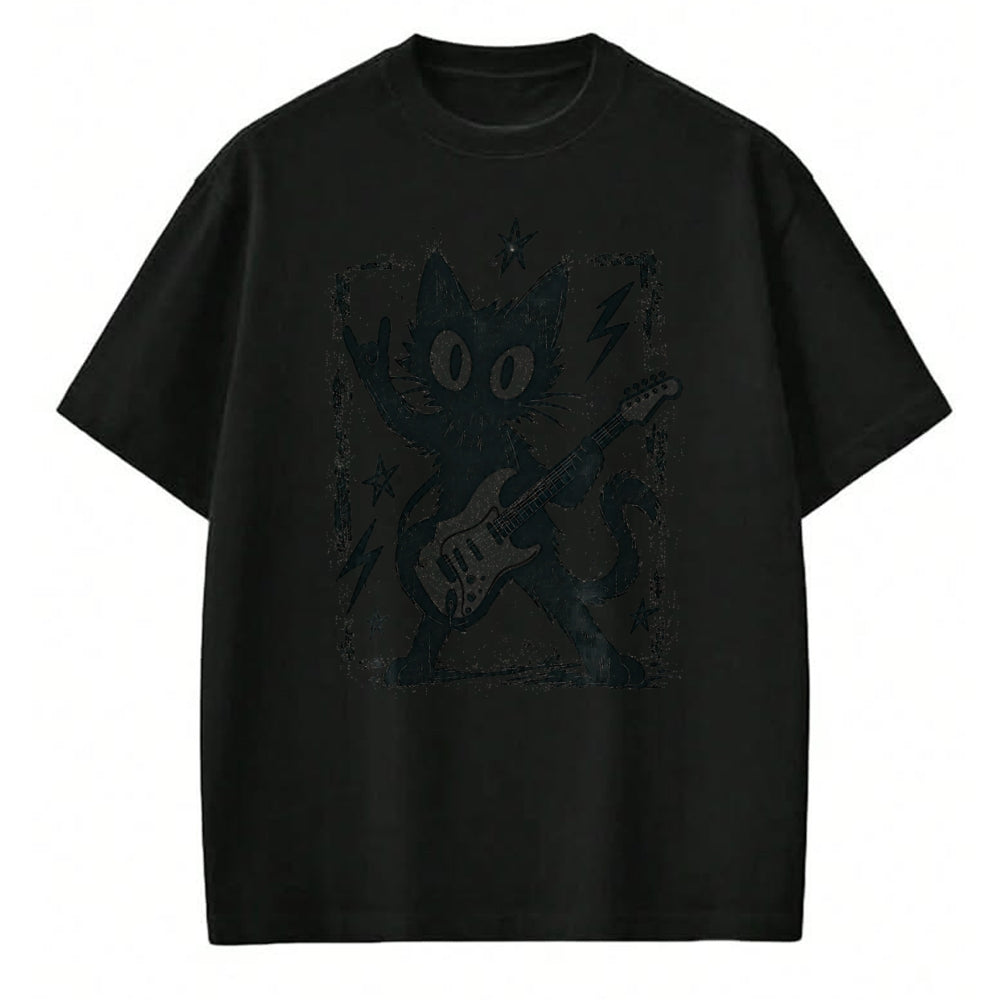 Guitar Lover Shirt, Funny Guitar UnisexT-Shirt/Hoodie/Sweatshirt HLT00 - Cat Playing Guitar Rock Star Rock N Roll Y2k Men Women Kids T-Shirt