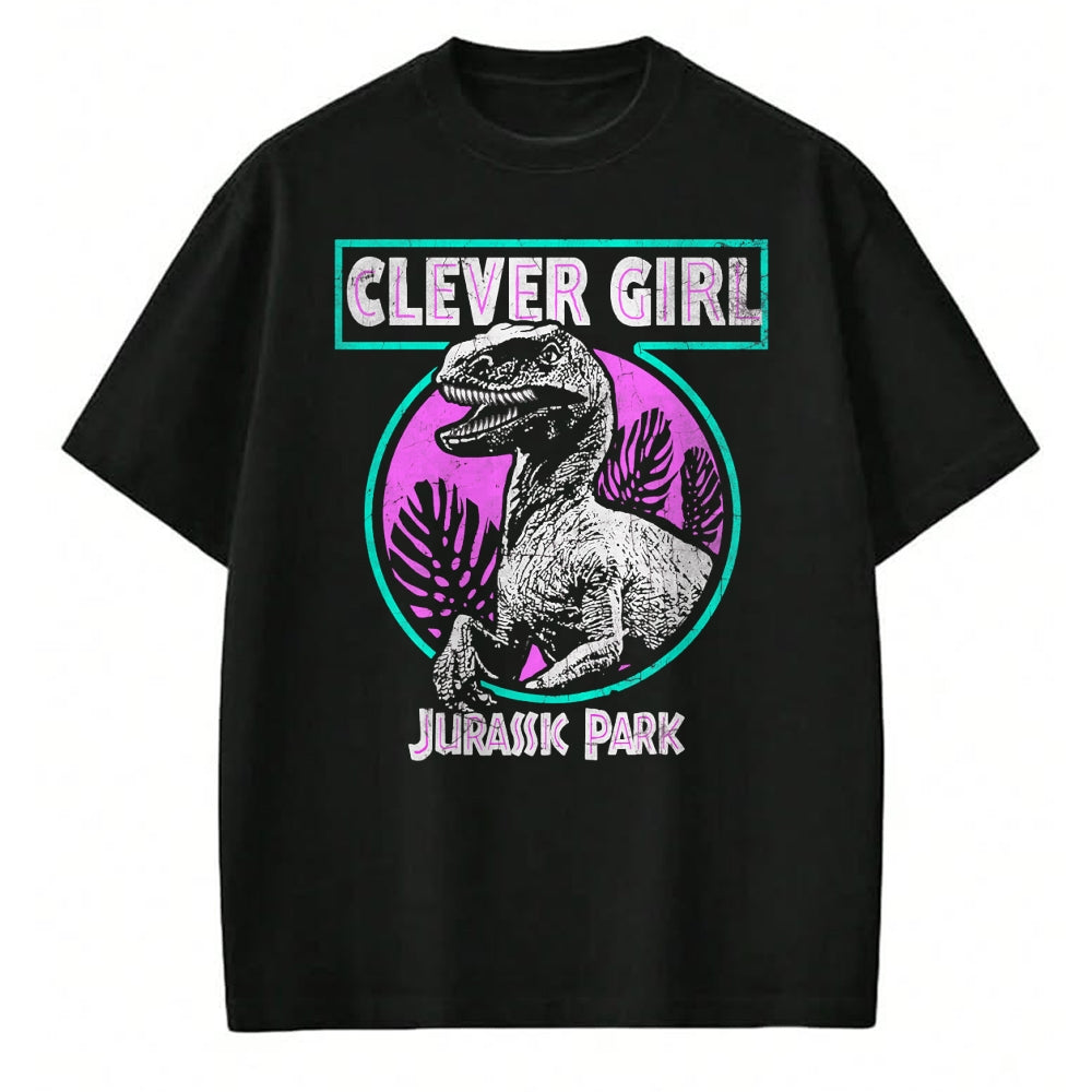 Best Dinosaur Lover Shirt, Funny Dinosaur UnisexT-Shirt/Hoodie/Sweatshirt HLT00 - Jurassic Park Distressed Teal Raptor Clever Girl Short Sleeve T-Shirt