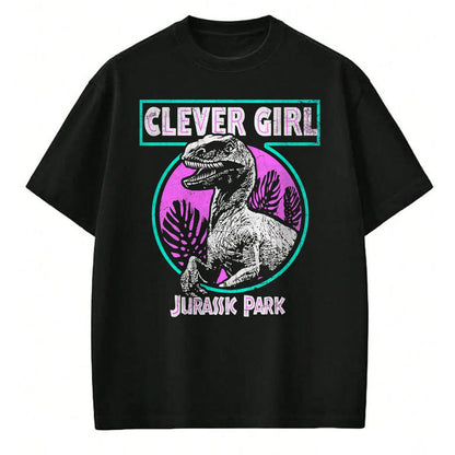 Best Dinosaur Lover Shirt, Funny Dinosaur UnisexT-Shirt/Hoodie/Sweatshirt HLT00 - Jurassic Park Distressed Teal Raptor Clever Girl Short Sleeve T-Shirt