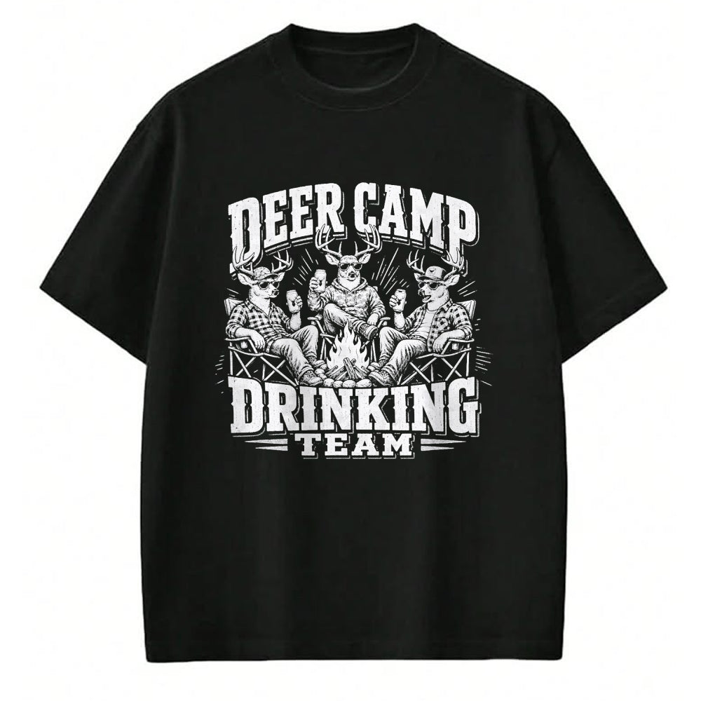 Funny Camping Shirt, Gift For Camping Lover Unisex T-Shirt/Hoodie/Sweatshirt HLT00 - Deer Camp Drinking Team - Funny Buck Deer Hunting T-Shirt