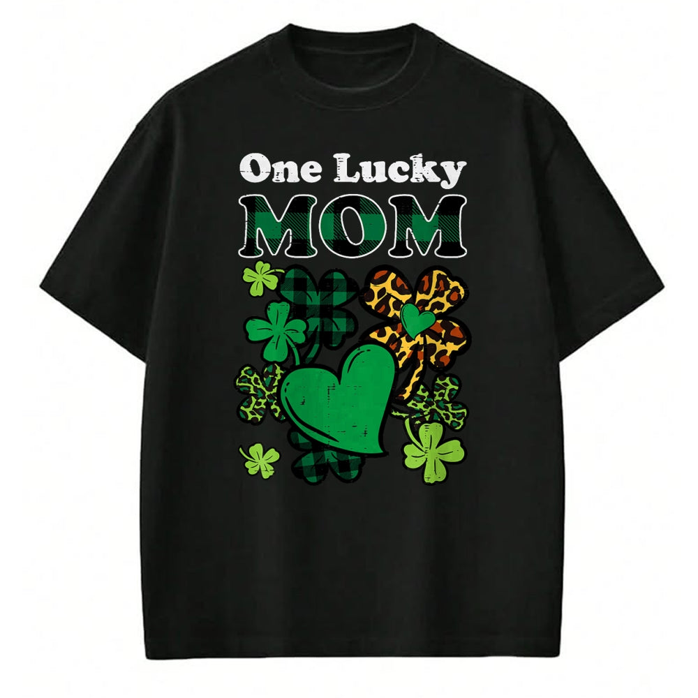 Patrick Day Shirts for Family, Funny Patrick Day shirts, st patrick's day Unisex T-Shirt/Hoodie/Sweatshirt HLT00 - One Lucky Mom Plaid Shamrock Heart St Patrick Day Mommy Mama T-Shirt