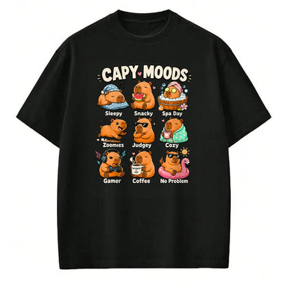 Cute Capybara Shirt, Funny Capybara Unisex T-Shirt/Hoodie/Sweatshirt HLT00 - Cute Capybara Moods Funny Animal Graphic Illustration T-Shirt