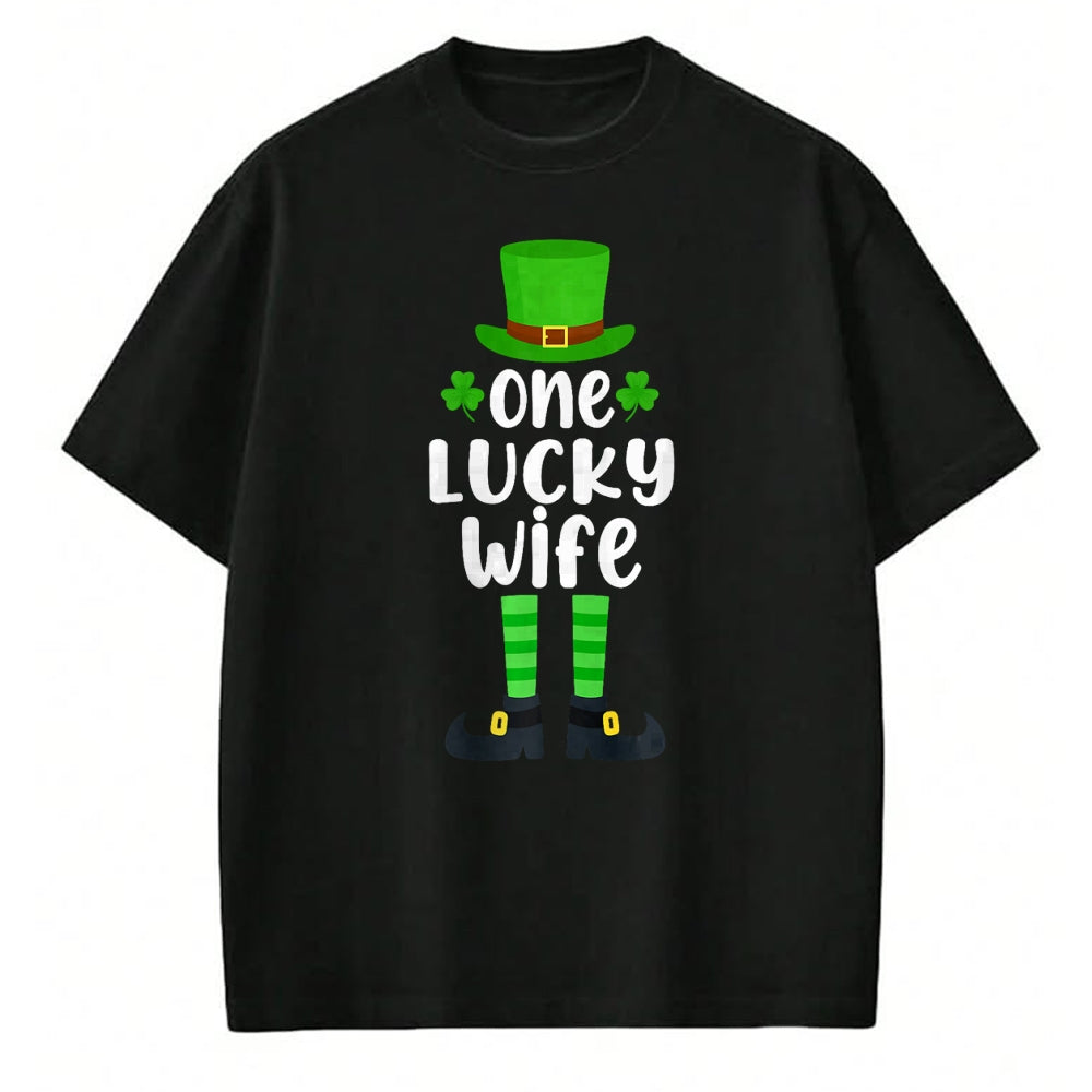 Best Wife Shirt, Wife and Husband Unisex T-Shirt/Hoodie/Sweatshirt HLT00 - Gift for wife T shirt, lucky wife   One Lucky Wife Funny St Patricks Day Lucky Shamrock Premium T-Sh