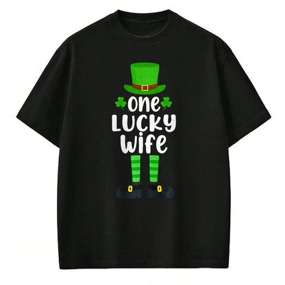 Best Wife Shirt, Wife and Husband Unisex T-Shirt/Hoodie/Sweatshirt HLT00 - Gift for wife T shirt, lucky wife   One Lucky Wife Funny St Patricks Day Lucky Shamrock Premium T-Sh