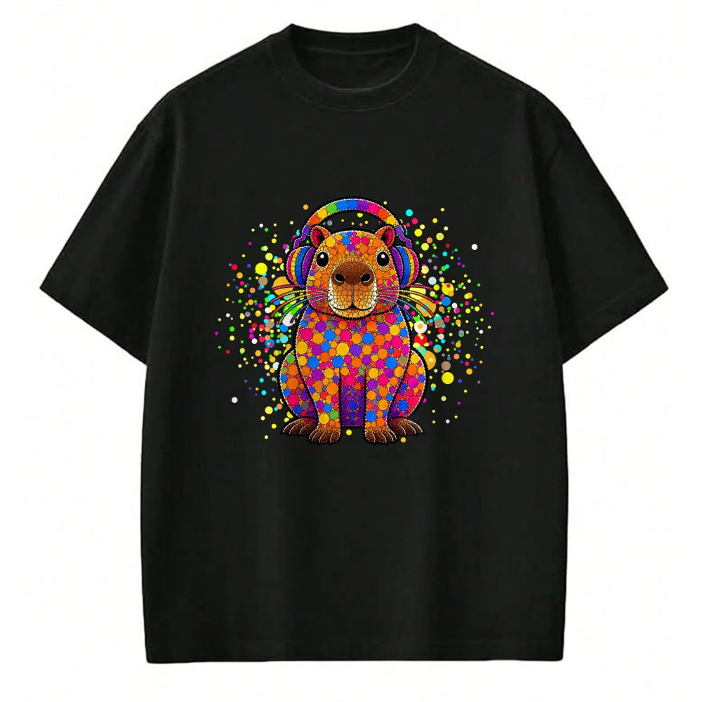 Cute Capybara Shirt, Funny Capybara UnisexT-Shirt/Hoodie/Sweatshirt HLT00 - Funny Capybara Dots Art Animal Lovers Students Boys Girls T-Shirt (1)
