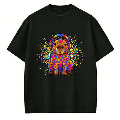 Cute Capybara Shirt, Funny Capybara UnisexT-Shirt/Hoodie/Sweatshirt HLT00 - Funny Capybara Dots Art Animal Lovers Students Boys Girls T-Shirt (1)