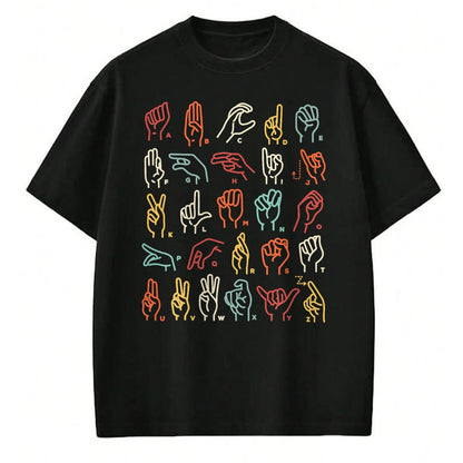Gift for Dad Shirt, Funny Dad Unisex T-Shirt/Hoodie/Sweatshirt HLT00 –  ASL ABC American Sign Language Alphabet Retro Deaf Awareness T-Shirt