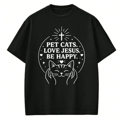 Cat Love Shirt, Funny Cat Lover Gift UnisexT-Shirt/Hoodie/Sweatshirt HLT00 - Pet Cats Love Jesus Be Happy Christian Faith Cat Lover Long Sleeve T-Shirt