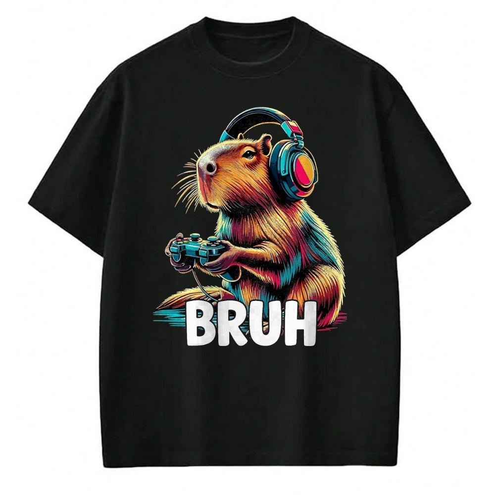 Cute Capybara Shirt, Funny Capybara UnisexT-Shirt/Hoodie/Sweatshirt HLT00 - Bruh Capybaras Funny Video Games Capybara T-Shirt, Men, Black, 3X-Large