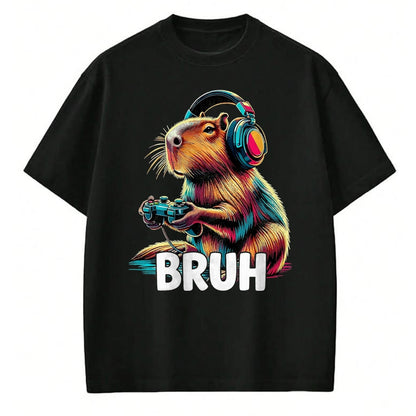 Cute Capybara Shirt, Funny Capybara UnisexT-Shirt/Hoodie/Sweatshirt HLT00 - Bruh Capybaras Funny Video Games Capybara T-Shirt, Men, Black, 3X-Large