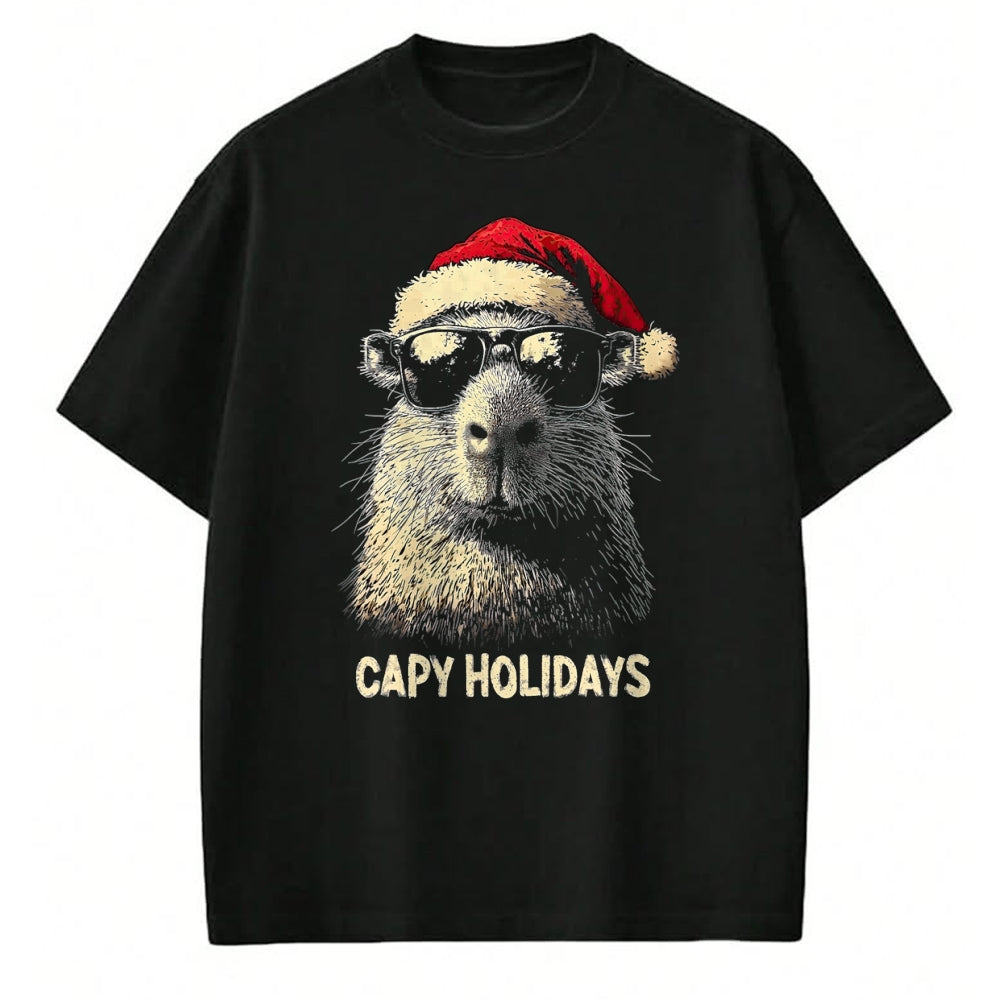 Cute Capybara Shirt, Funny Capybara Unisex T-Shirt/Hoodie/Sweatshirt HLT00 - Funny Christmas Capy Holidays Kids Teens Boys Xmas Capybara T-Shirt
