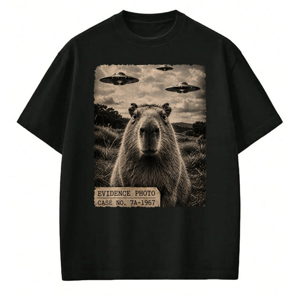 Cute Capybara Shirt, Funny Capybara Unisex T-Shirt/Hoodie/Sweatshirt HLT00 - Funny Capybara Graphic Tee Alien UFO Evidence Photo Vintage T-Shirt