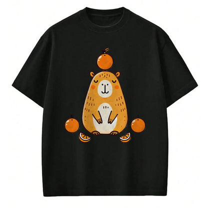 Cute Capybara Shirt, Funny Capybara Unisex T-Shirt/Hoodie/Sweatshirt HLT00 - Kawaii Capybara Orange Long Sleeve T-Shirt (1)