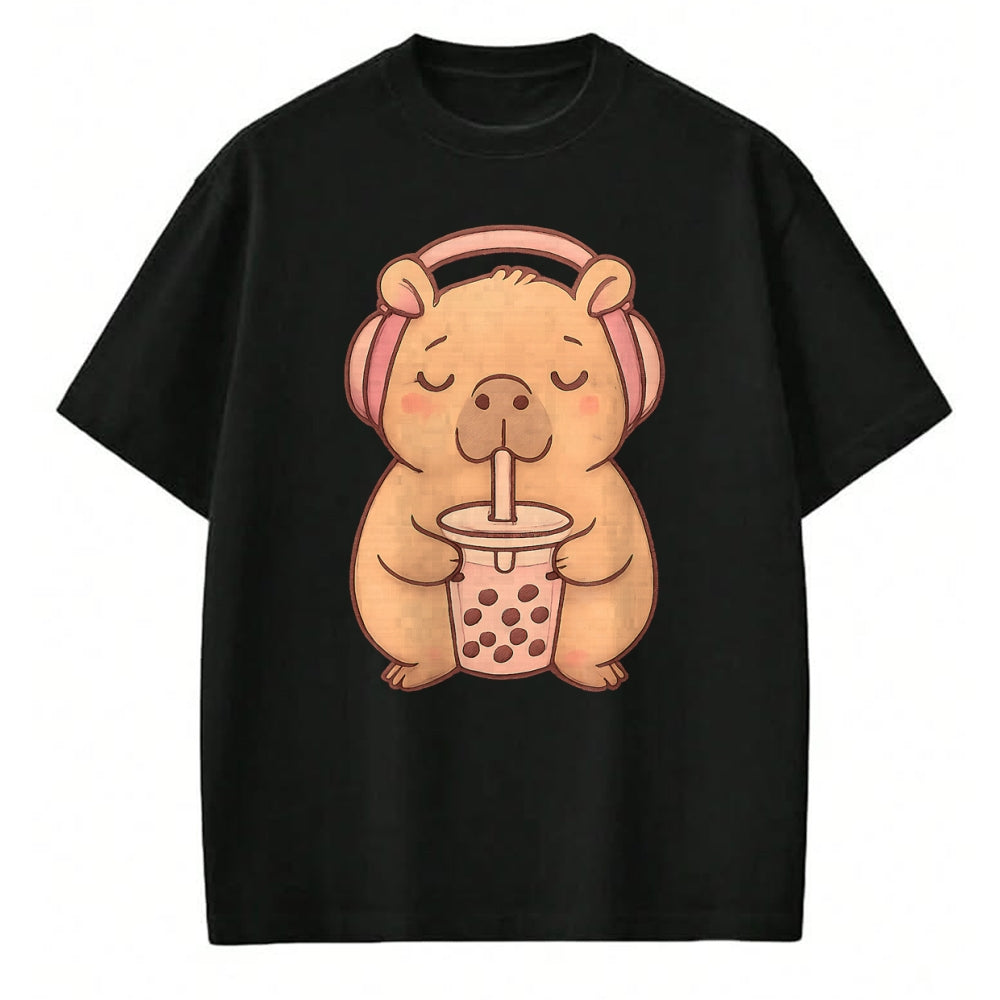 Cute Capybara Shirt, Funny Capybara Unisex T-Shirt/Hoodie/Sweatshirt HLT00 - Capybara Kawaii Girl T-Shirt