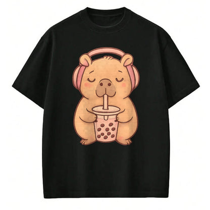 Cute Capybara Shirt, Funny Capybara Unisex T-Shirt/Hoodie/Sweatshirt HLT00 - Capybara Kawaii Girl T-Shirt