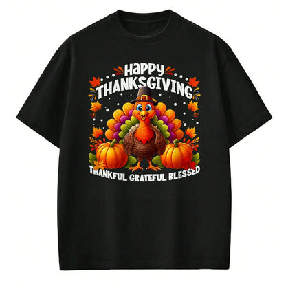 Best Thanksgiving Family Shirt , Funny Thanksgiving UnisexT-Shirt/Hoodie/Sweatshirt HLT00 - Thankful Grateful Blessed Turkey, Happy Thanksgiving T-Shirt, Men, Black, 3X-Large