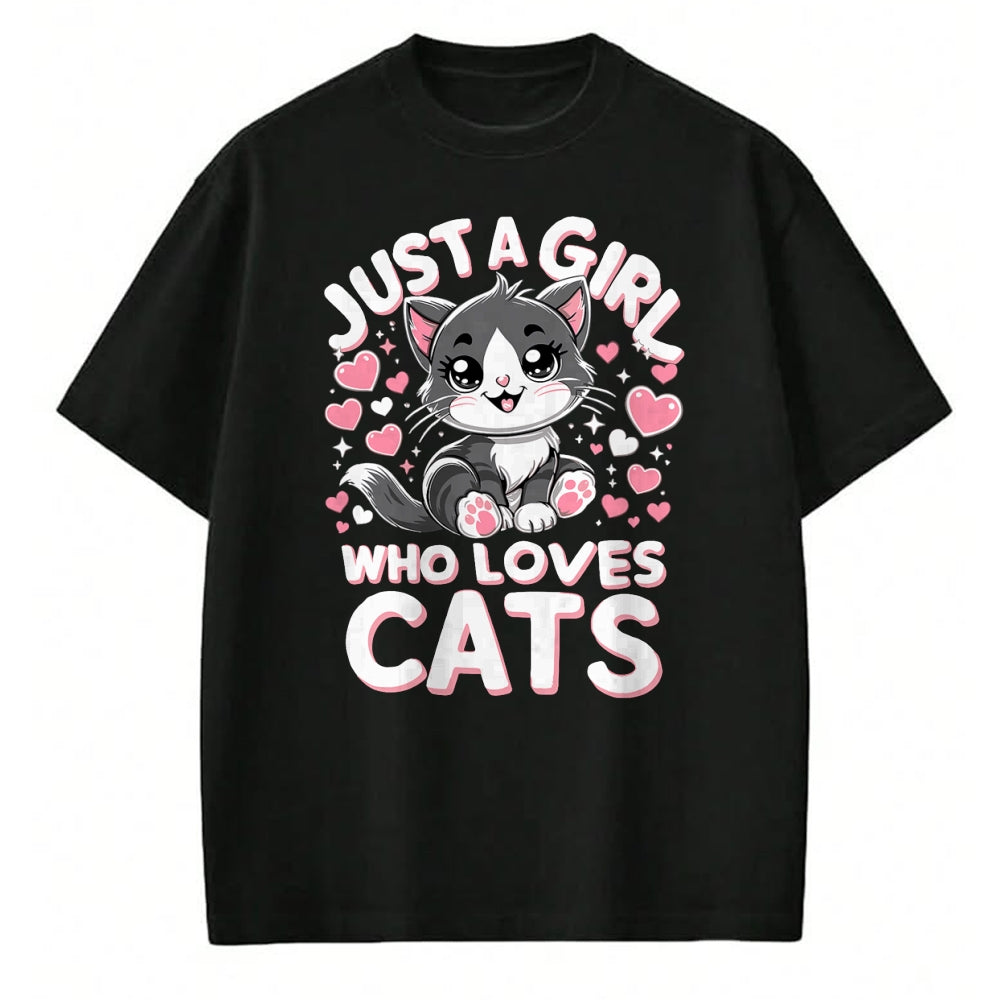 Cat Love Shirt, Funny Cat Lover Gift UnisexT-Shirt/Hoodie/Sweatshirt HLT00 - Just A Girl Who Loves Cats Cute Cat T-Shirt (1)