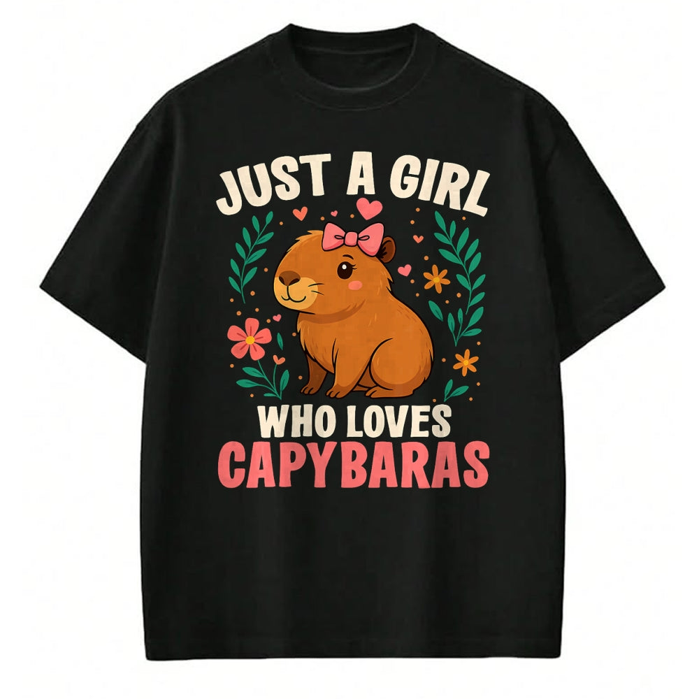 Cute Capybara Shirt, Funny Capybara Unisex T-Shirt/Hoodie/Sweatshirt HLT00 - Just a Girl Who Loves Capybaras Cute Rodent Animal T-Shirt
