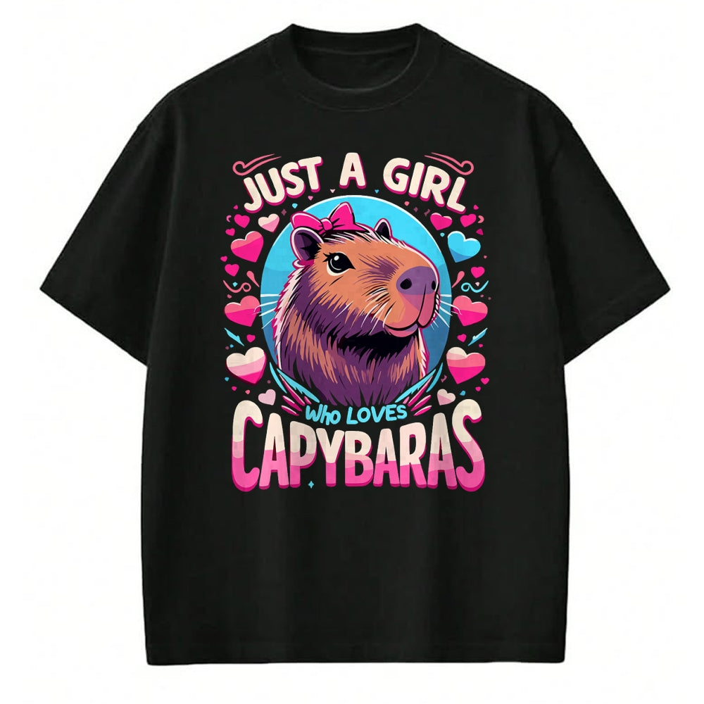 Cute Capybara Shirt, Funny Capybara Unisex T-Shirt/Hoodie/Sweatshirt HLT00 - Just a Girl who Loves Capybaras T-Shirt (2)