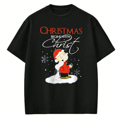 Christian Tee, Christian Faith Unisex T-Shirt/Hoodie/Sweatshirt HLT00 - Christmas Begins With Christ Xmas Gift Holiday costume T-Shirt