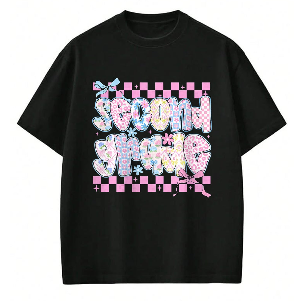 Best Student Shirt, Funny Back To School UnisexT-Shirt/Hoodie/Sweatshirt HLT00 - Second 2nd Grade Coquette Bow Back to School Teacher Girls T-Shirt