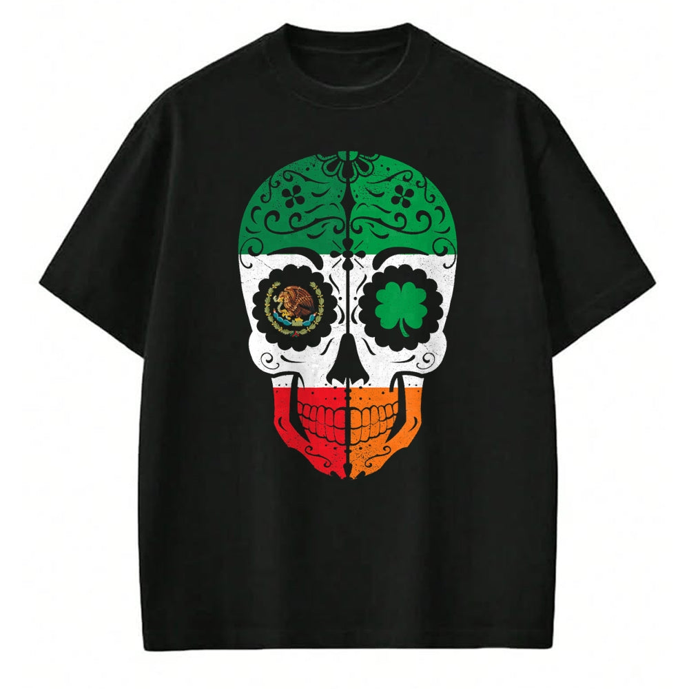 Patrick Day Shirts for Family, Funny Patrick Day shirts, st patrick's day Unisex T-Shirt/Hoodie/Sweatshirt HLT00 - Mexican Irish Sugar Skull St Patrick Day Mexico Ireland Flag T-Shirt