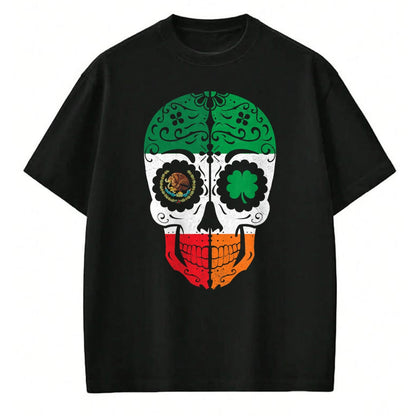 Patrick Day Shirts for Family, Funny Patrick Day shirts, st patrick's day Unisex T-Shirt/Hoodie/Sweatshirt HLT00 - Mexican Irish Sugar Skull St Patrick Day Mexico Ireland Flag T-Shirt