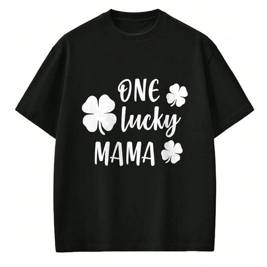 Gift for Mom Shirt, Funny Mom Unisex T-Shirt/Hoodie/Sweatshirt HLT00 - Womens One Lucky Mama Cute Shamrock St. Patricks Day Mom Gift T-Shirt
