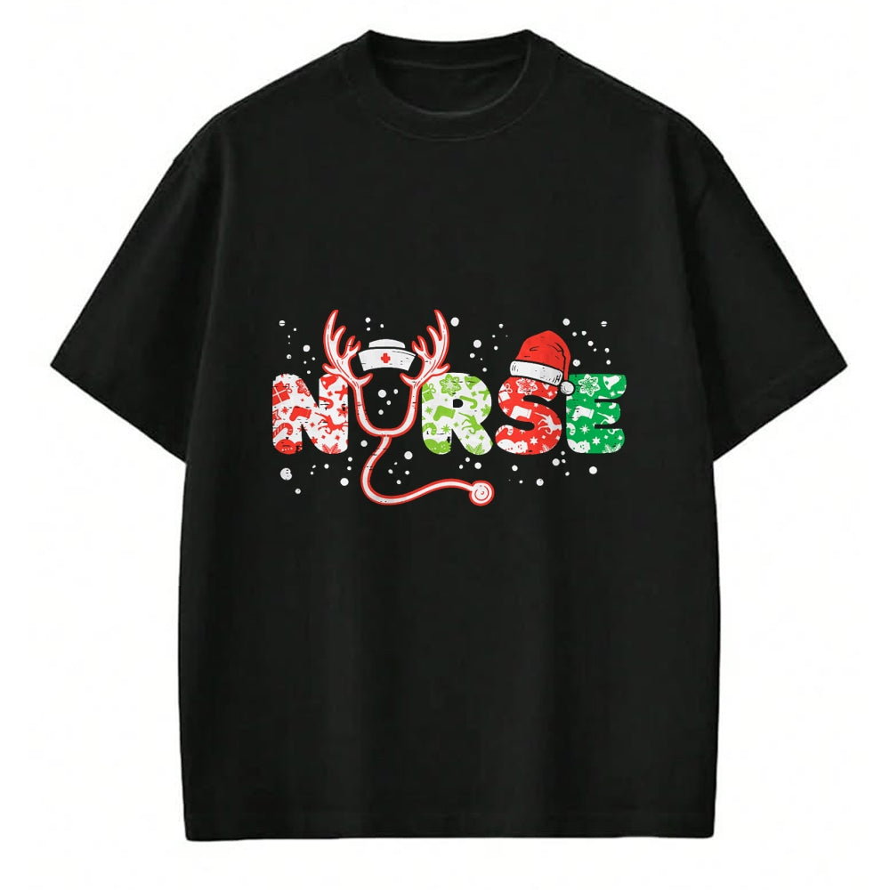 Funny Nurse Shirt, Nurse Unisex T-Shirt/Hoodie/Sweatshirt HLT00 - Nurse Christmas Stethoscope Nurses Xmas Scrub Top Women T-Shirt