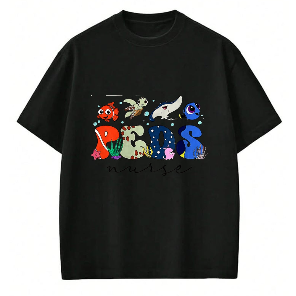 Funny Nurse Shirt, Nurse Unisex T-Shirt/Hoodie/Sweatshirt HLT00 - PICU Finding Pediatric Feds Nurse Lover Ocean Animal T-Shirt