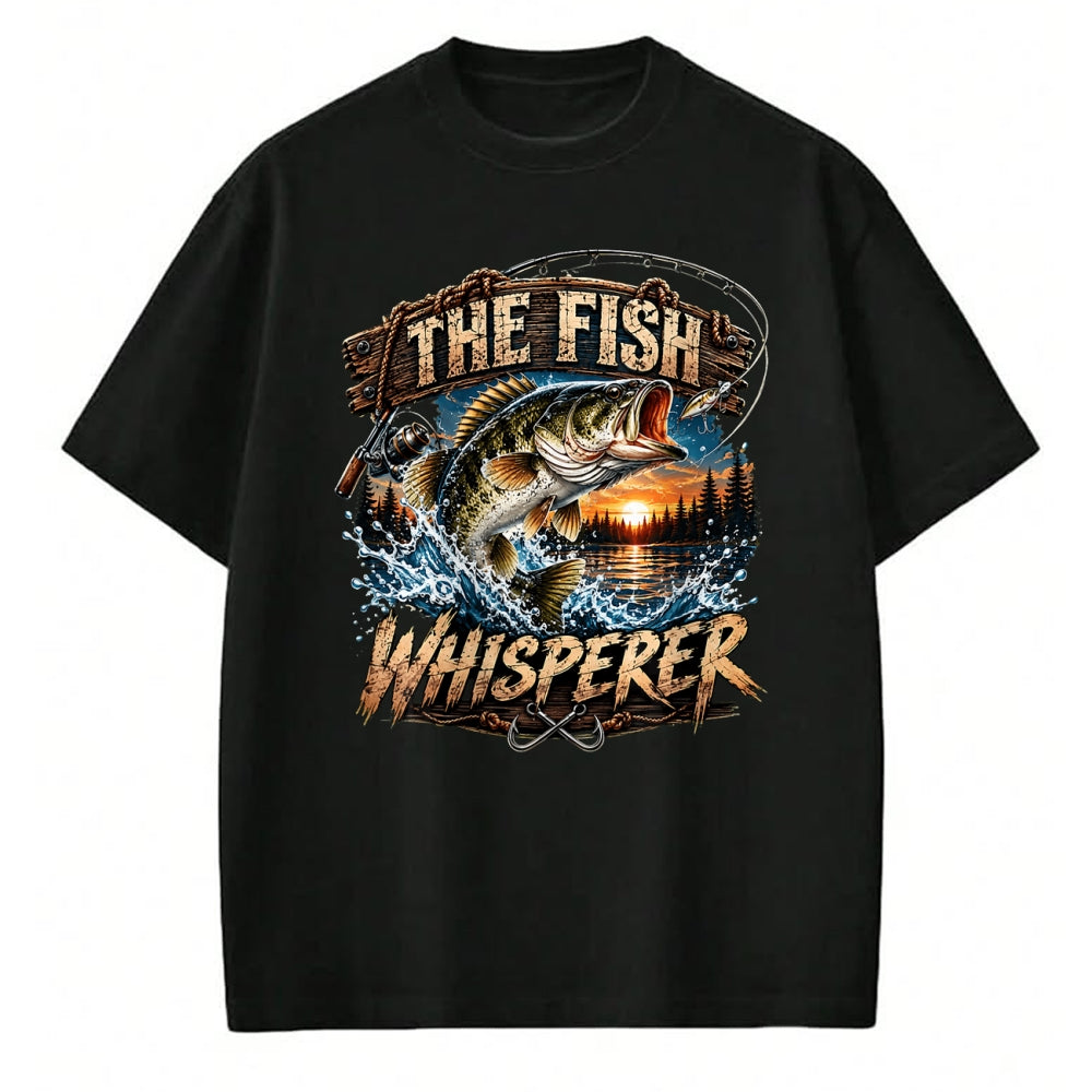 Funny Fishing Shirt, Gift For Fishing Lover Unisex T-Shirt/Hoodie/Sweatshirt HLT00 - The Fish Whisperer Funny Bass Fishing Sunset Angler T-Shirt
