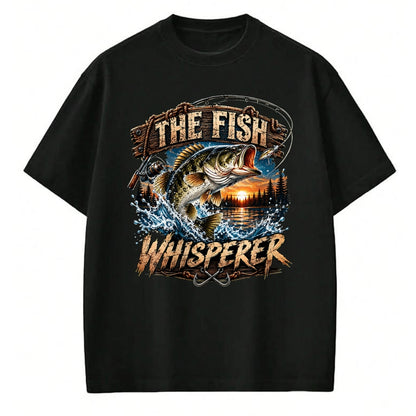 Funny Fishing Shirt, Gift For Fishing Lover Unisex T-Shirt/Hoodie/Sweatshirt HLT00 - The Fish Whisperer Funny Bass Fishing Sunset Angler T-Shirt