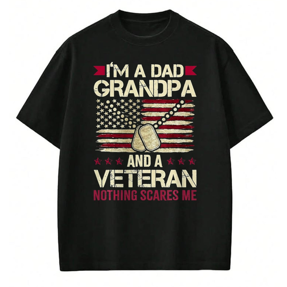Proud Veteran Shirt, Funny Veteran UnisexT-Shirt/Hoodie/Sweatshirt HLT00 - I_m a Dad Grandpa and a Veteran Nothing Scares me T-Shirt, Men, Navy Blue, 3X-Large