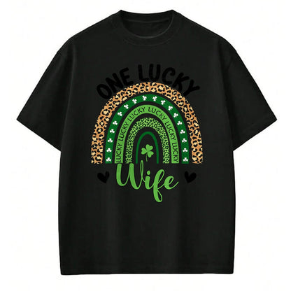 Best Wife Shirt, Wife and Husband Unisex T-Shirt/Hoodie/Sweatshirt HLT00 - Gift for wife T shirt, lucky wife   Womens One Lucky Wife Leopard Rainbow St Patricks Day Shamrock T