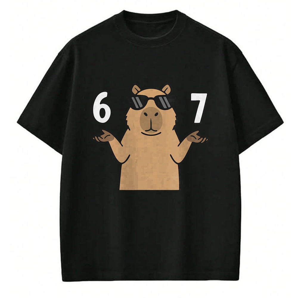 Cute Capybara Shirt, Funny Capybara UnisexT-Shirt/Hoodie/Sweatshirt HLT00 - 67 Meme Capybara Shirt 6 7 Hand Gesture Kids Slang Six Seven T-Shirt